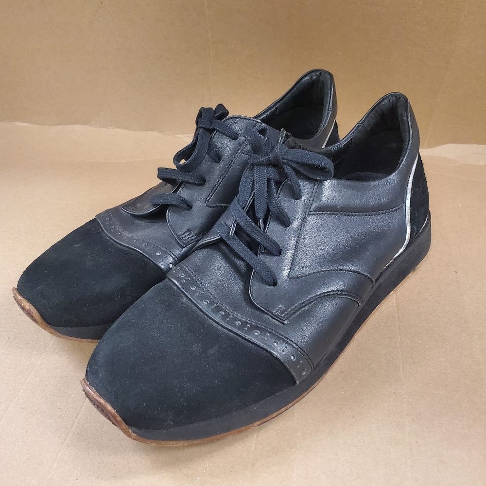 Freeman Plat Easy Jogger Black Leather Sneakers Shoes Men's Size 9